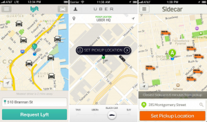 Comparison of lyft, sidecar, and uber
