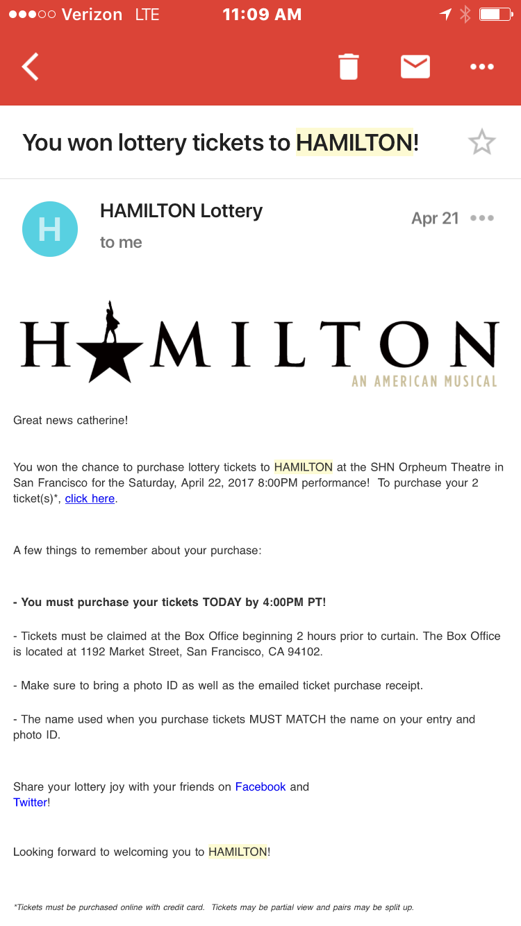how to win the lottery for hamilton tickets